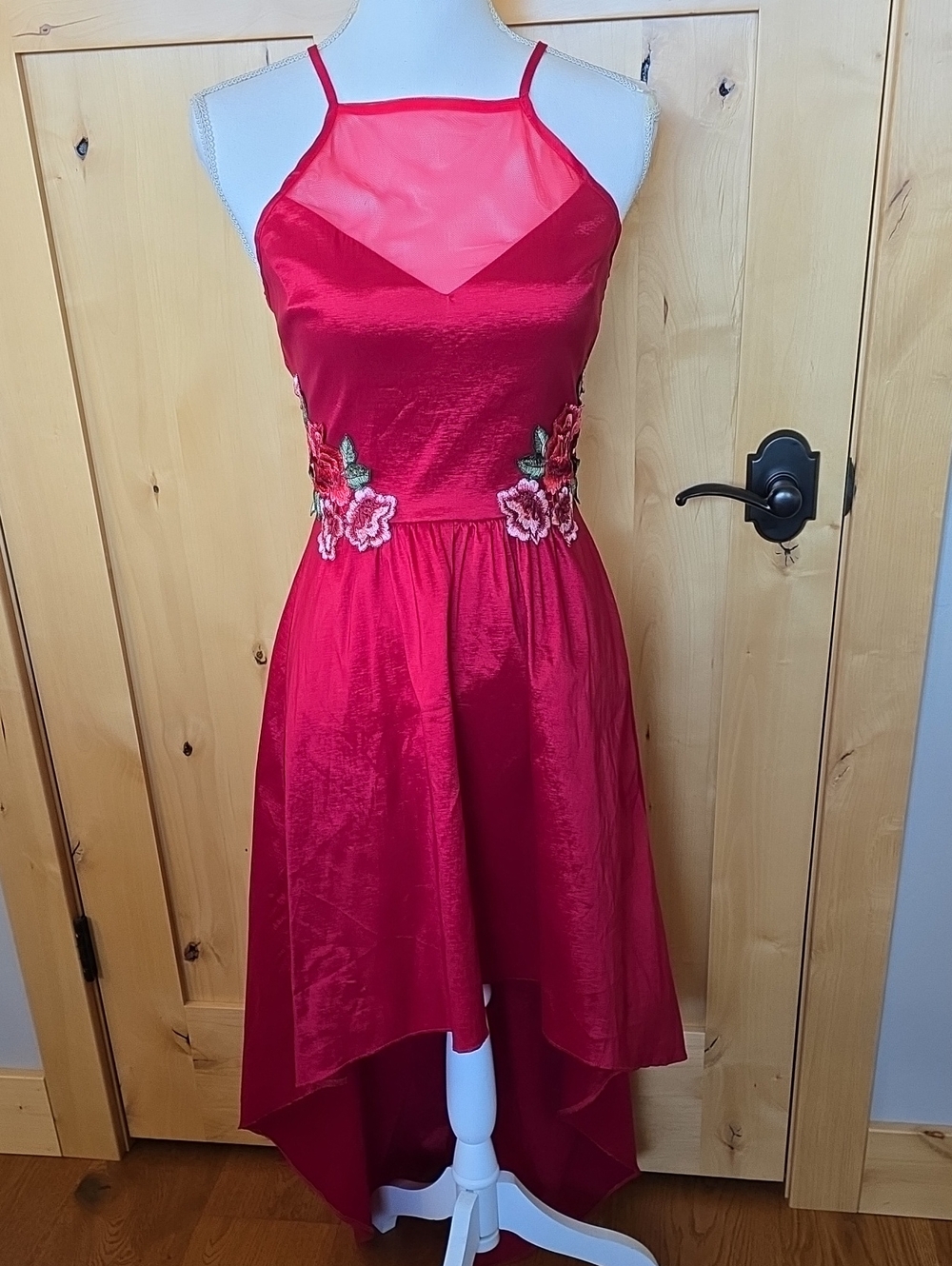 Social Couture Burgundy Red Floral High-Low Dress